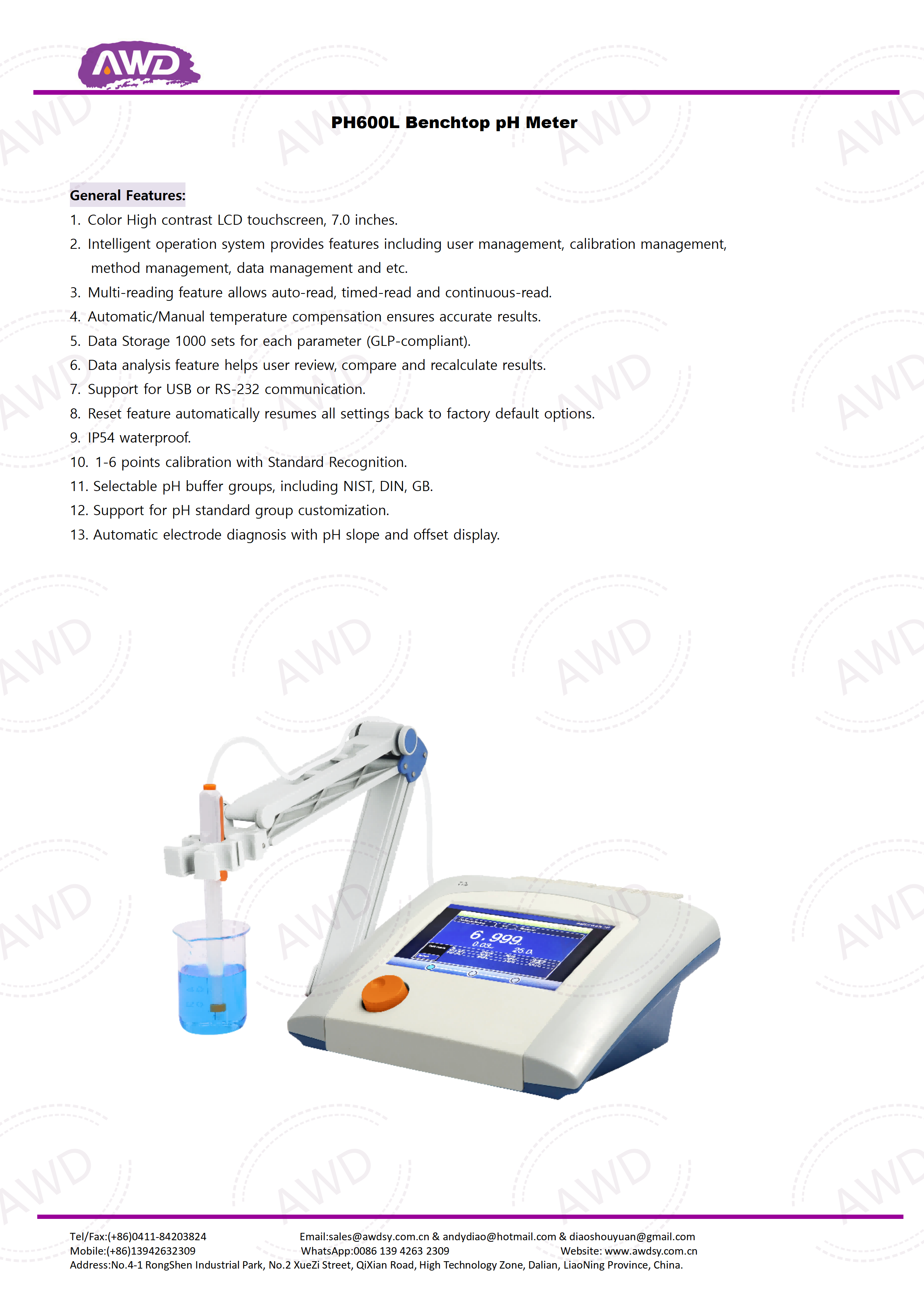 PH600L Benchtop pH Meter