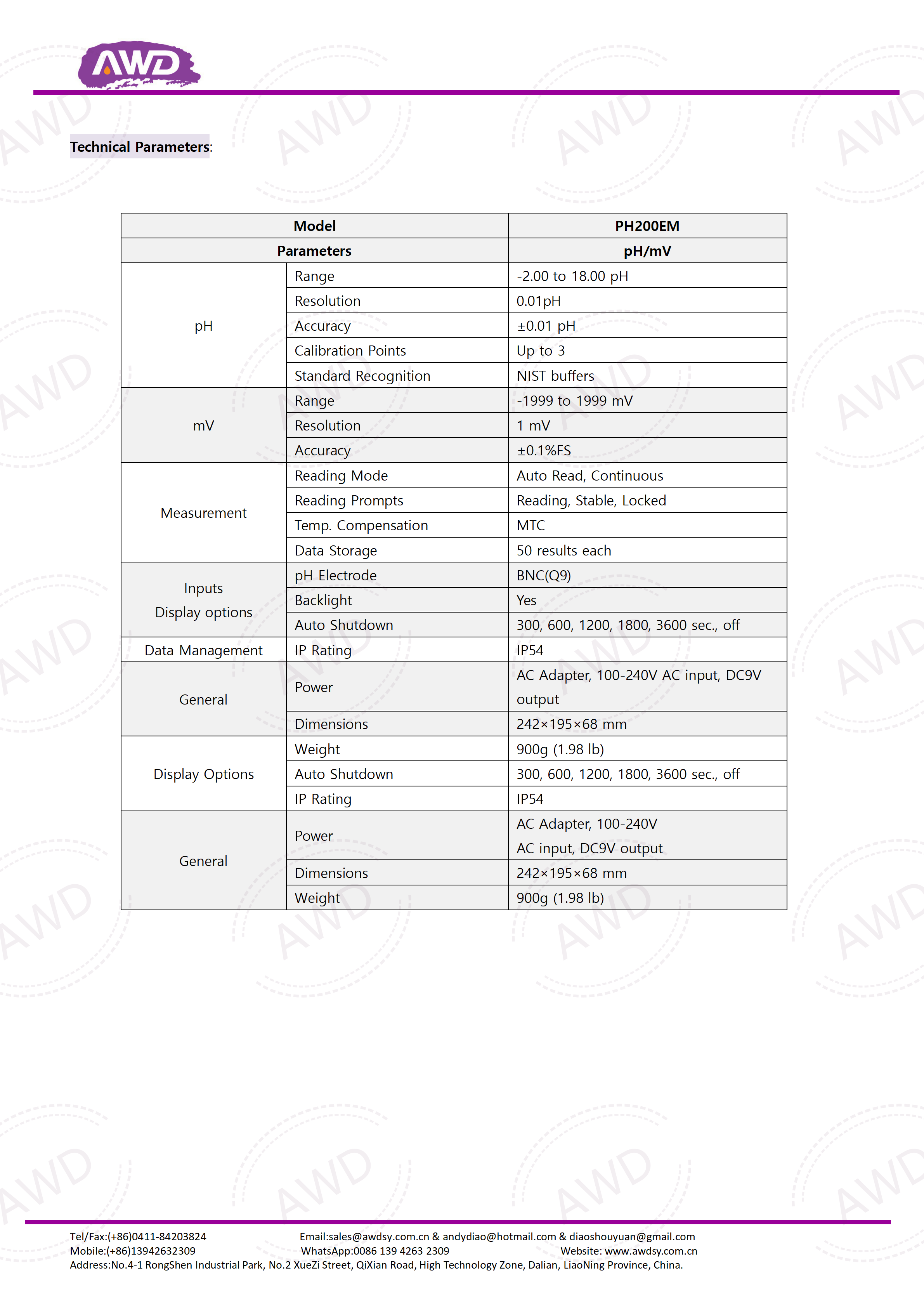 PH200EM Benchtop pH Meter