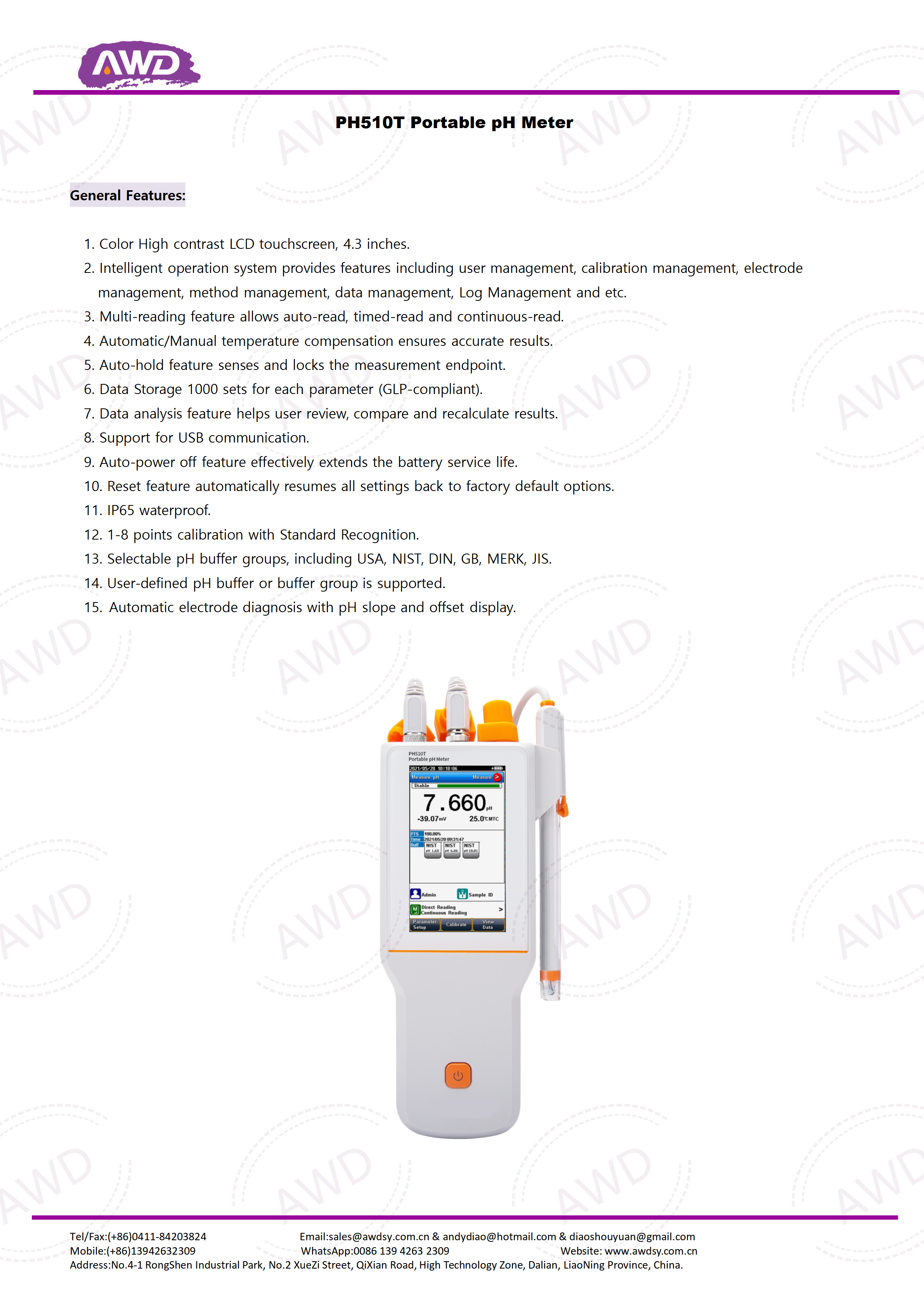 PH510T Portable pH Meter