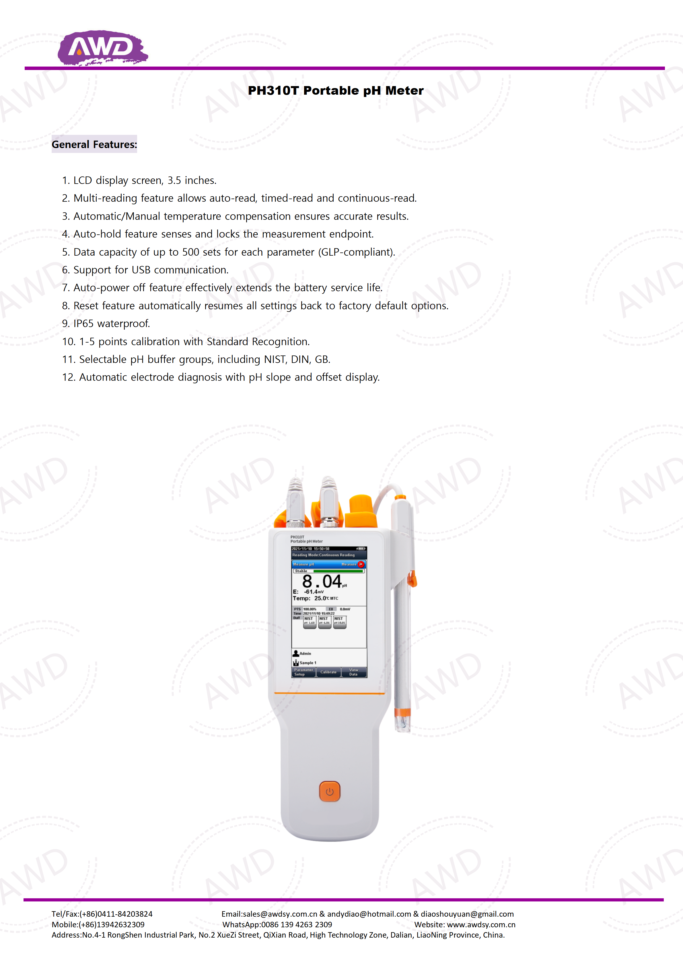 PH310T Portable pH Meter