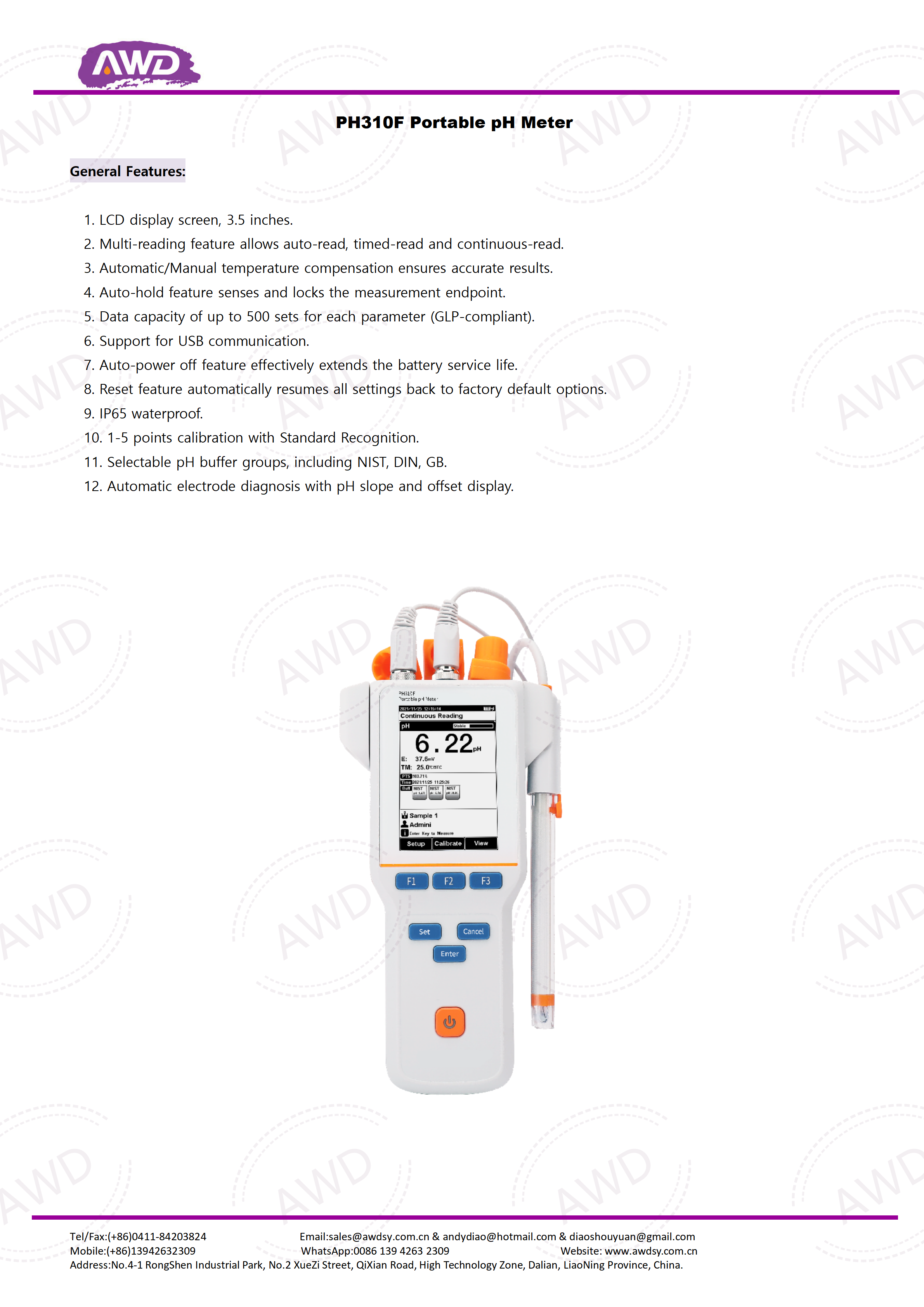 PH310F Portable pH Meter