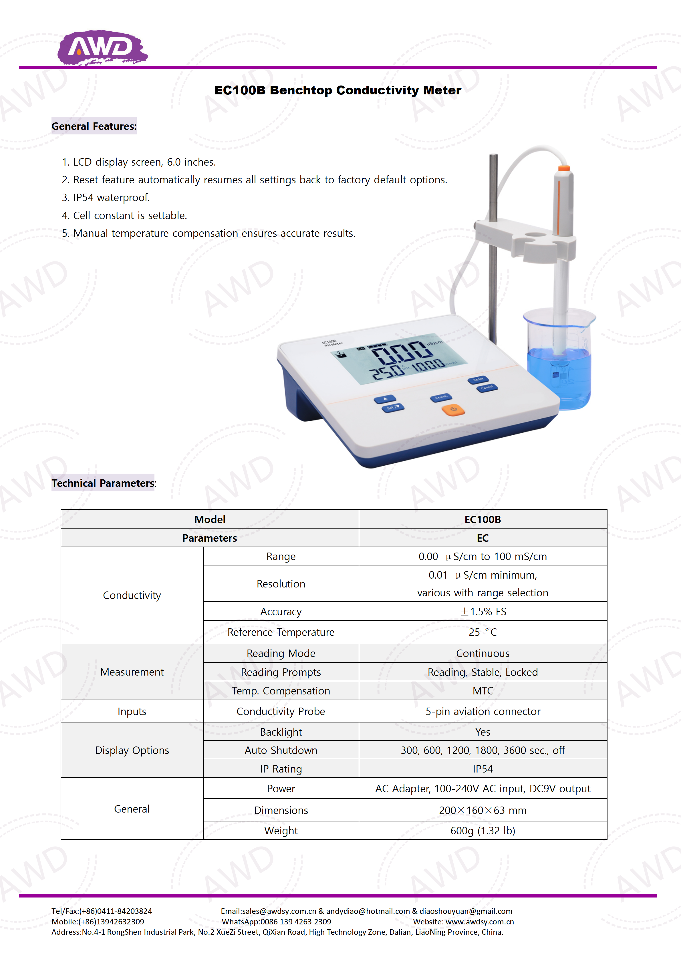 EC100B Benchtop Conductivity Meter
