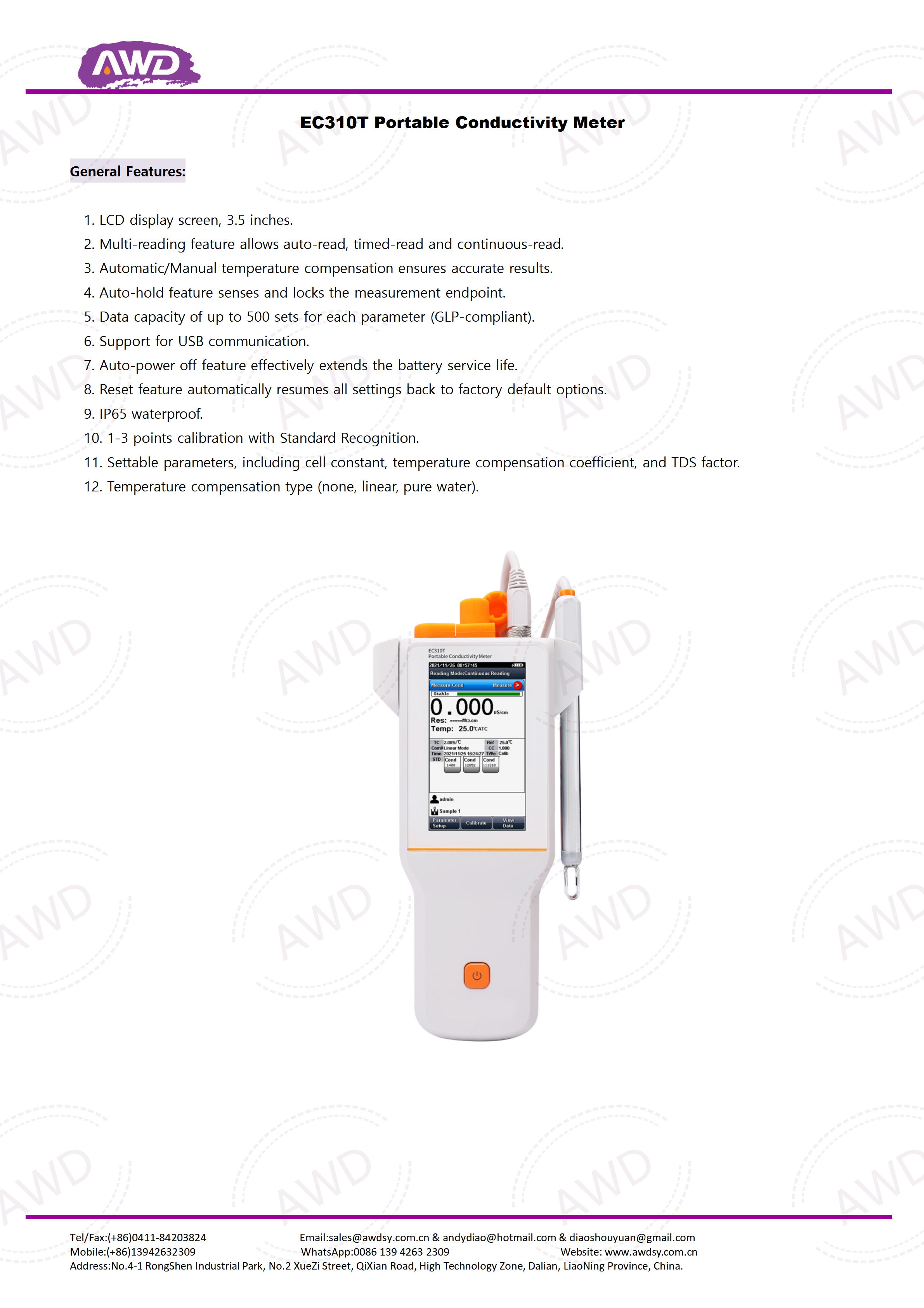 EC310T Portable Conductivity Meter