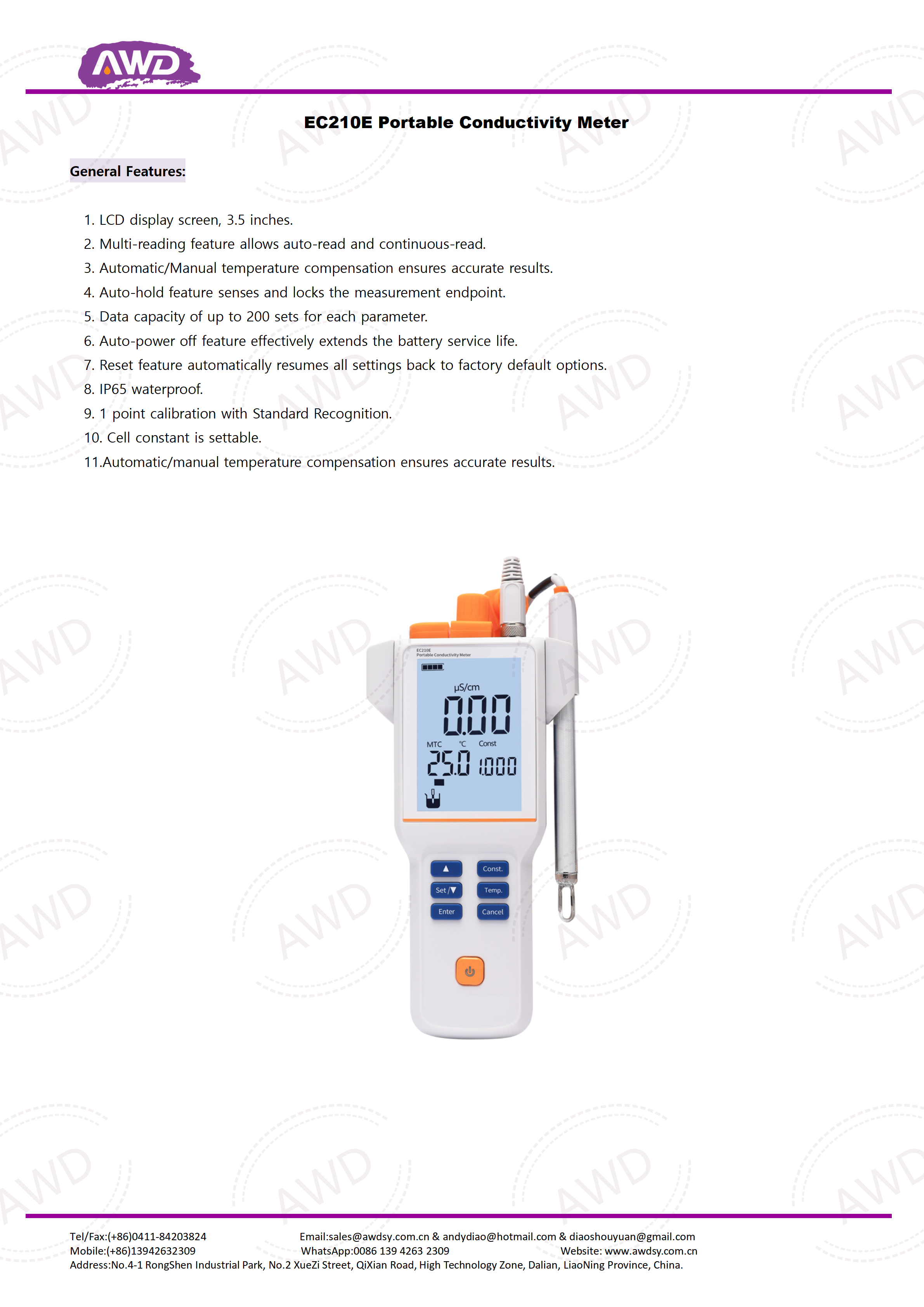 EC210E Portable Conductivity Meter