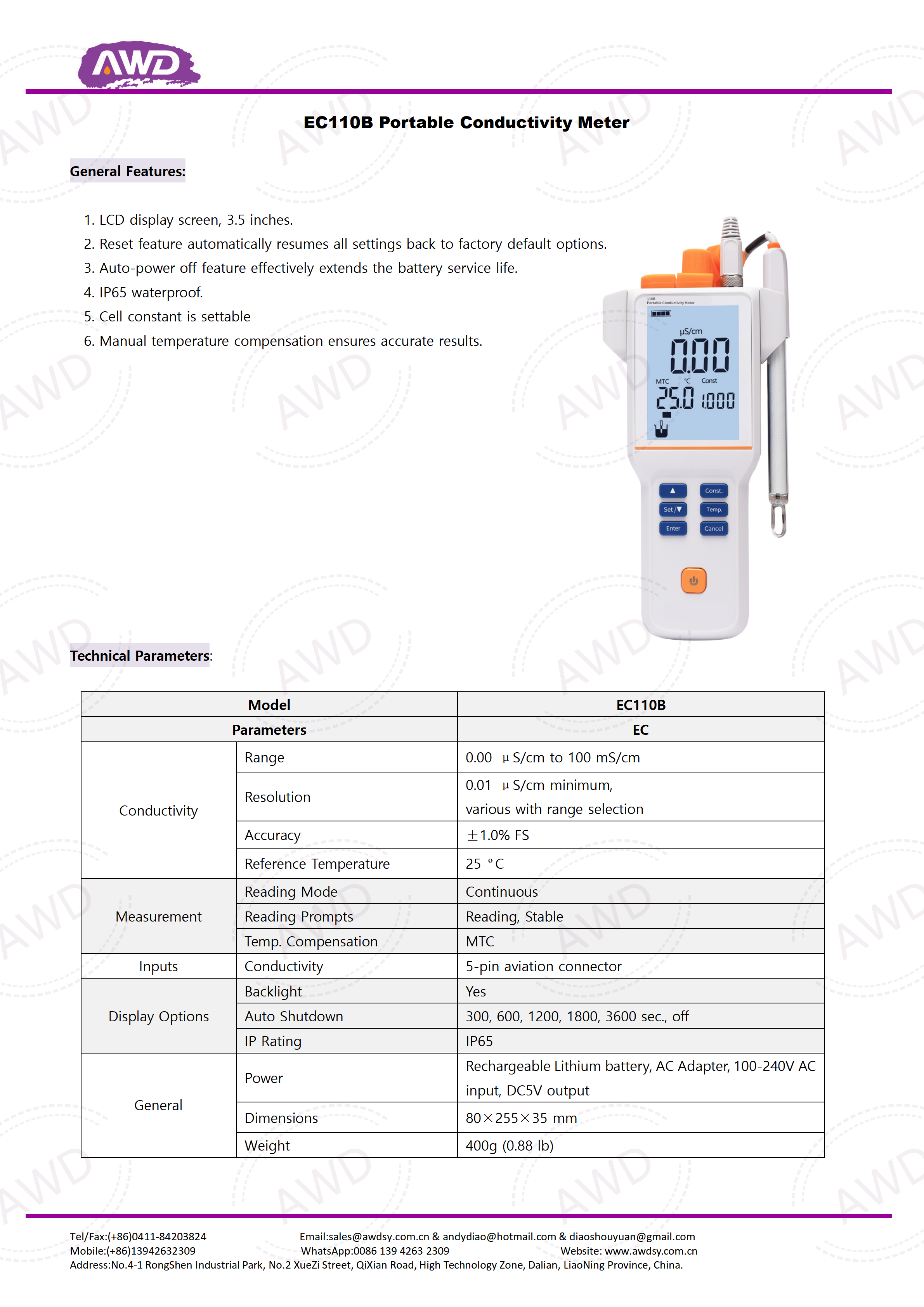 EC110B Portable Conductivity Meter
