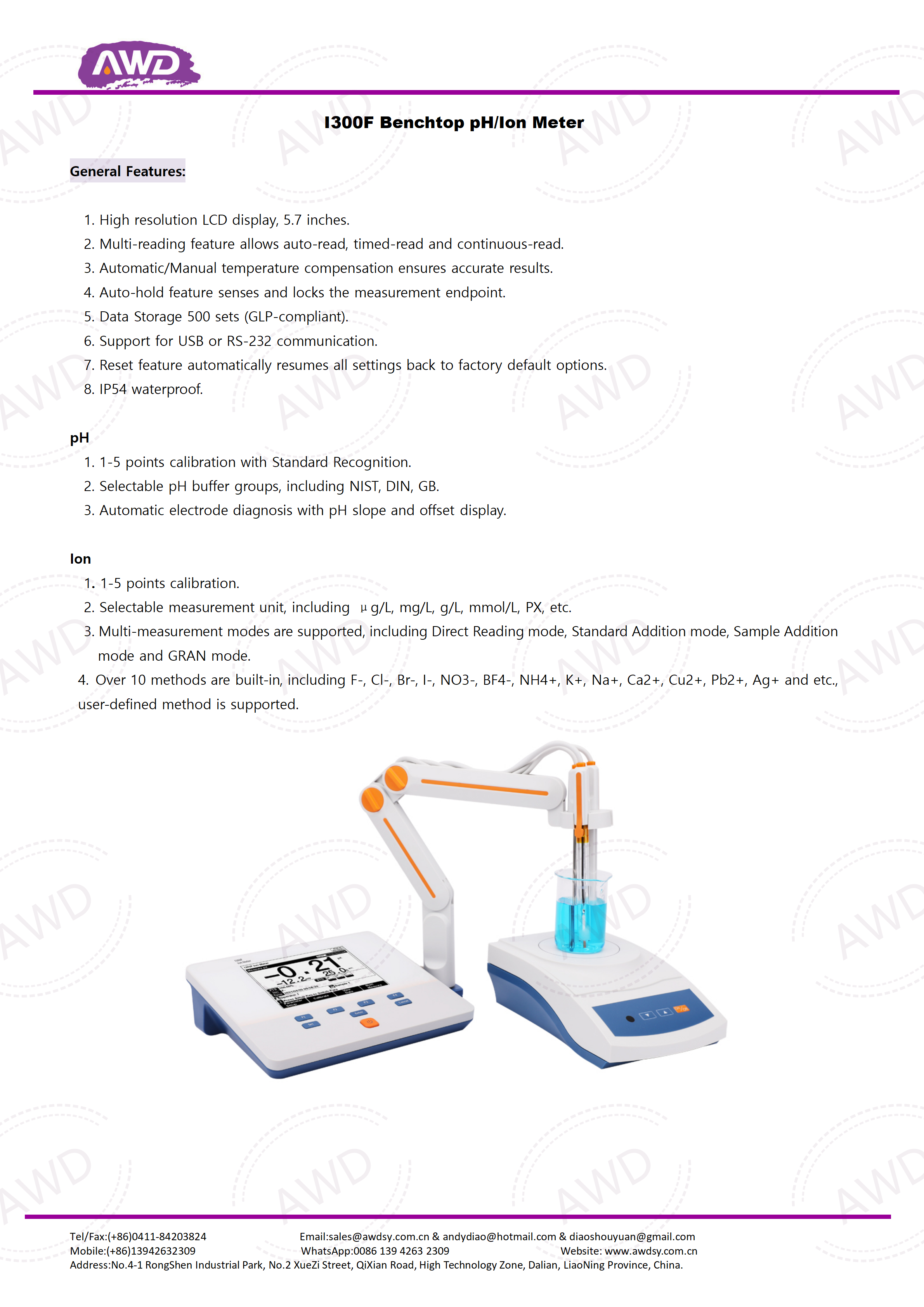 I300F Benchtop pH/Ion Meter