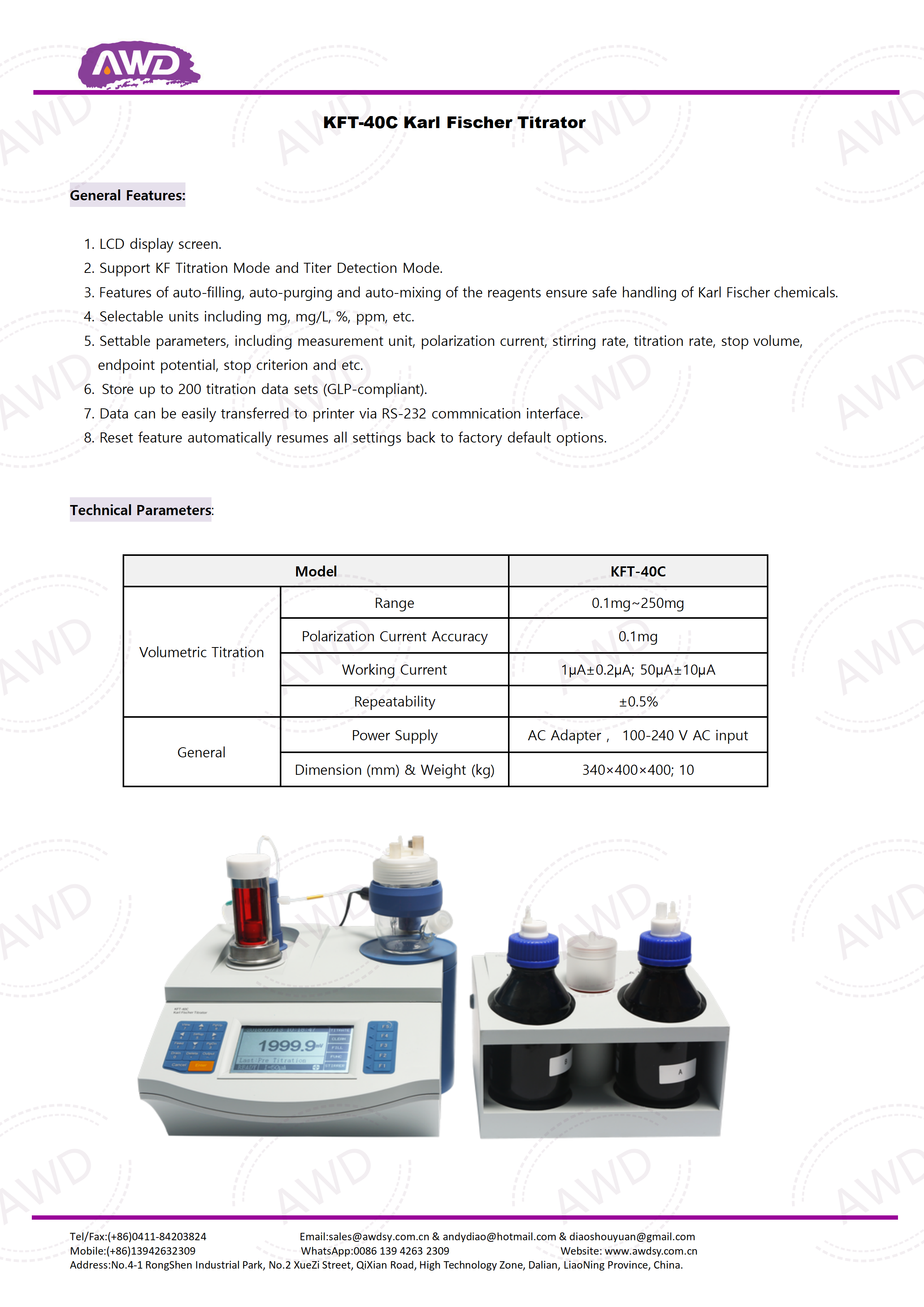 KFT-40C Karl Fischer Titrator 