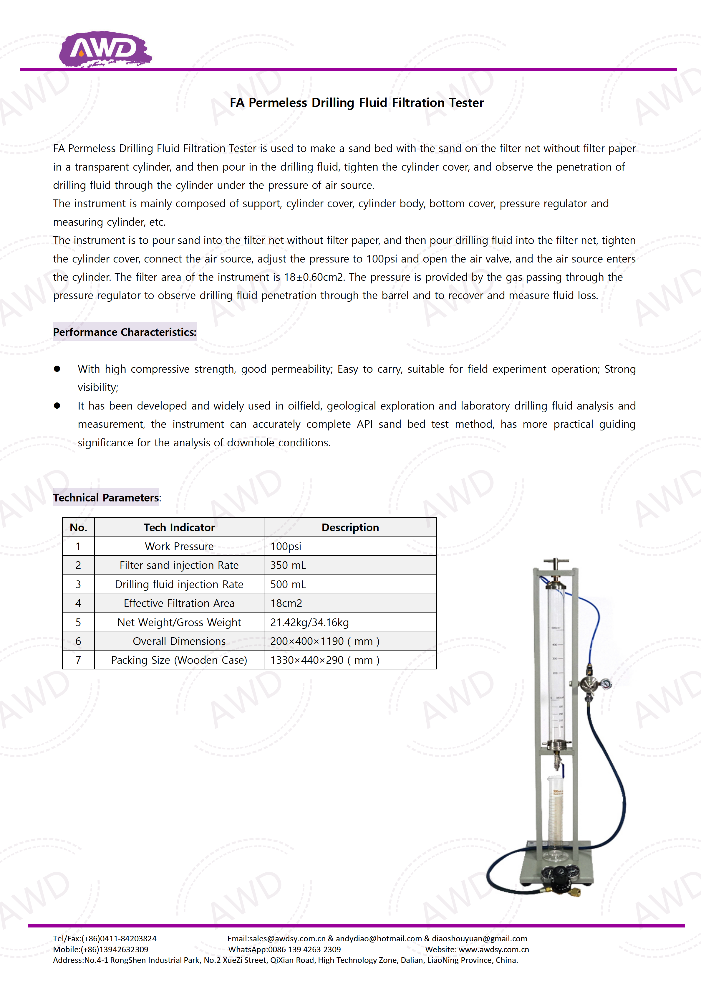 FA Permeless Drilling Fluid Filtration Tester 