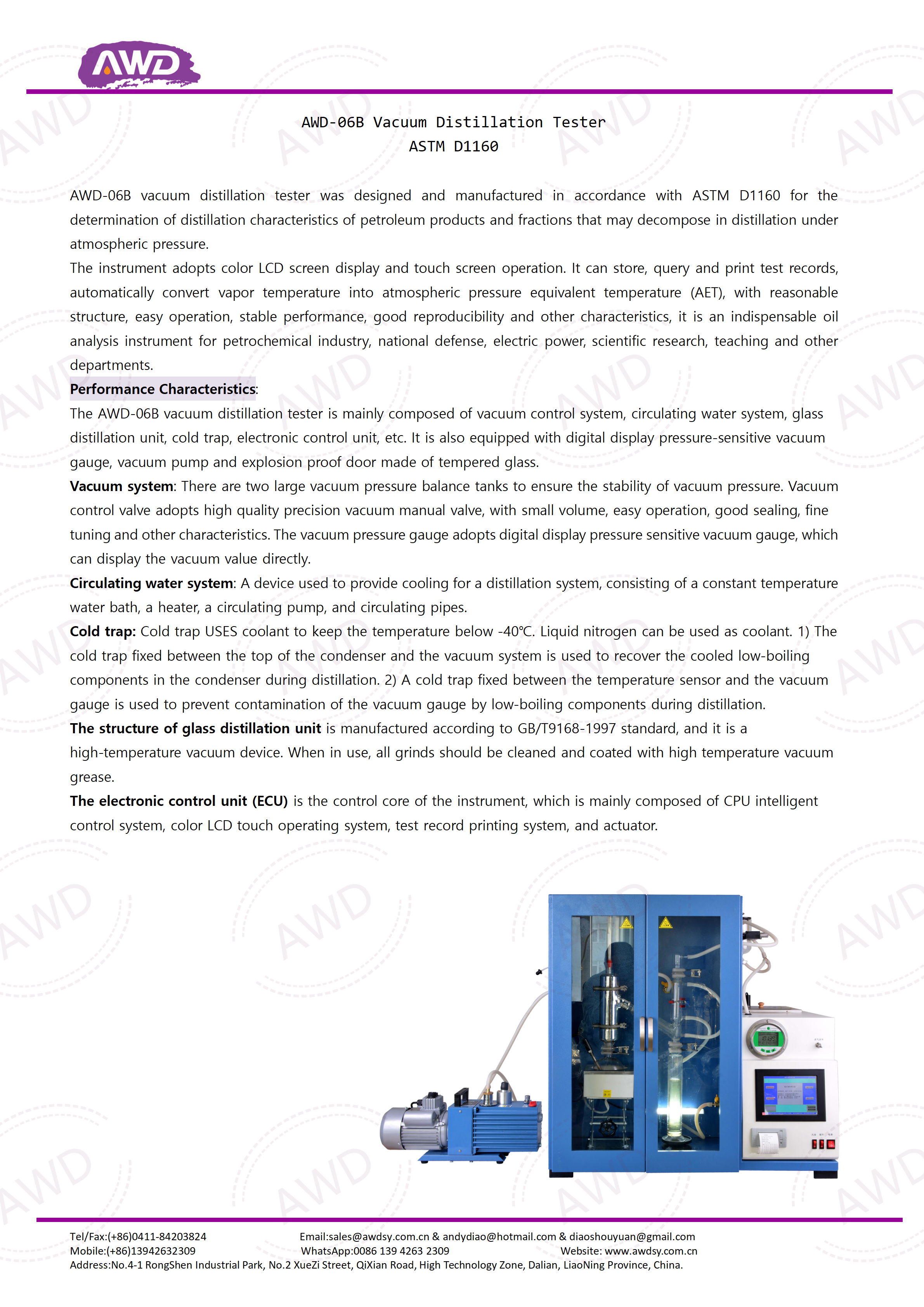 AWD-06B Vacuum Distillation Tester ASTM D1160
