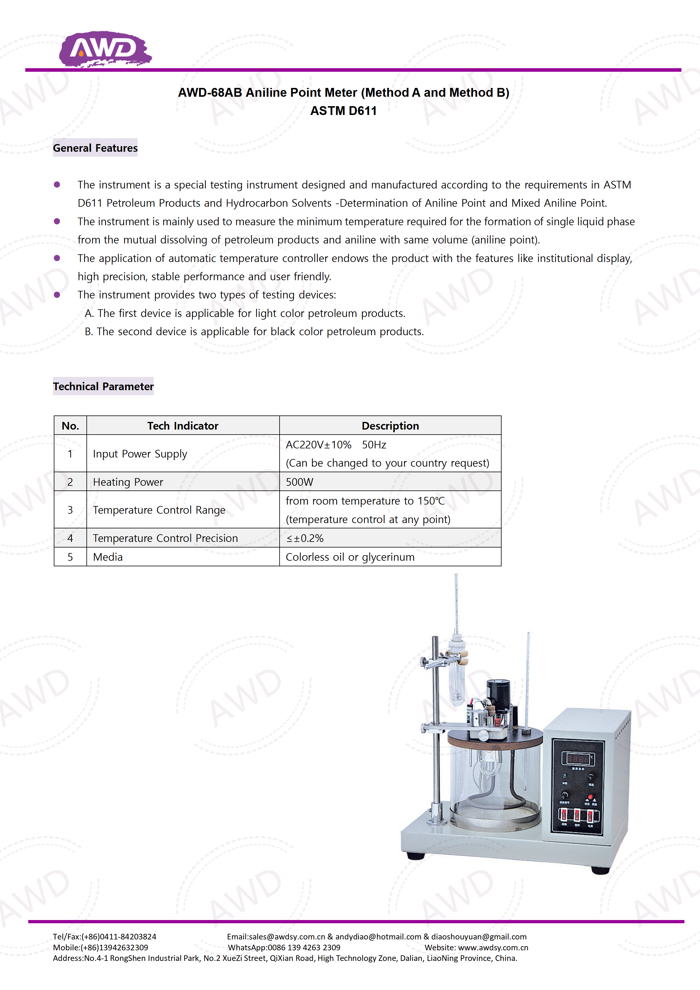 AWD-68AB Aniline Point Meter (Method A and Method B) ASTM D611