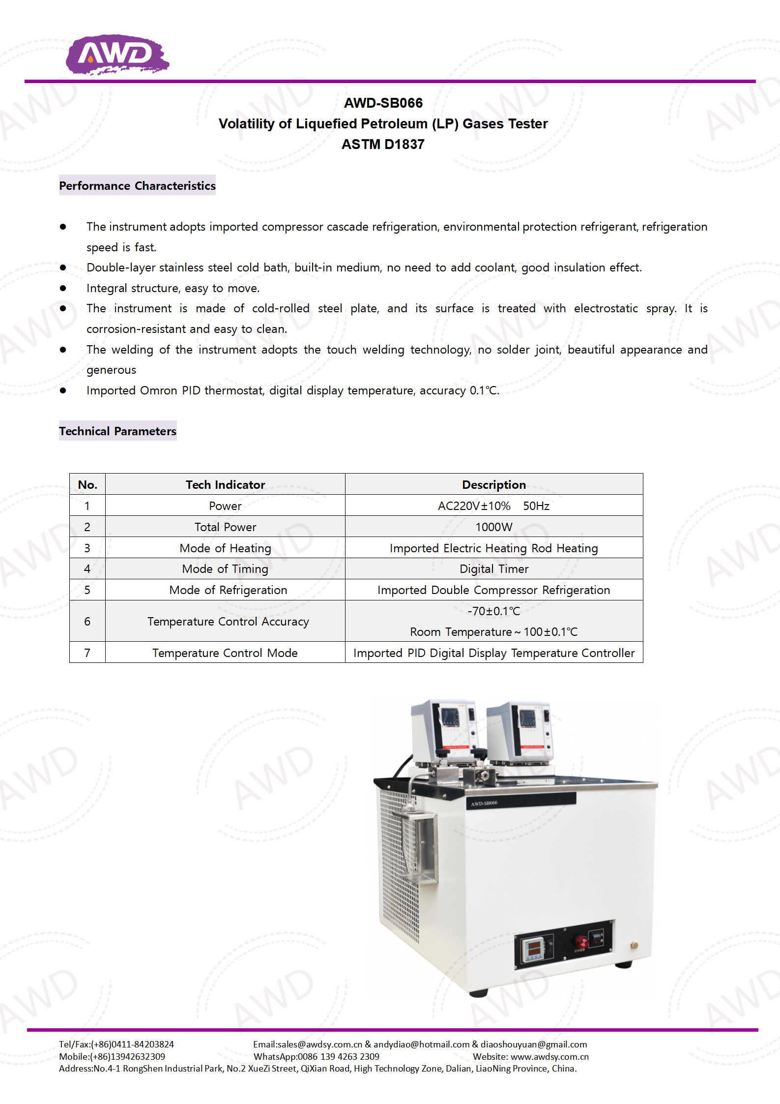 AWD-SB066 Volatility of Liquefied Petroleum (LP) Gases Tester ASTM D1837
