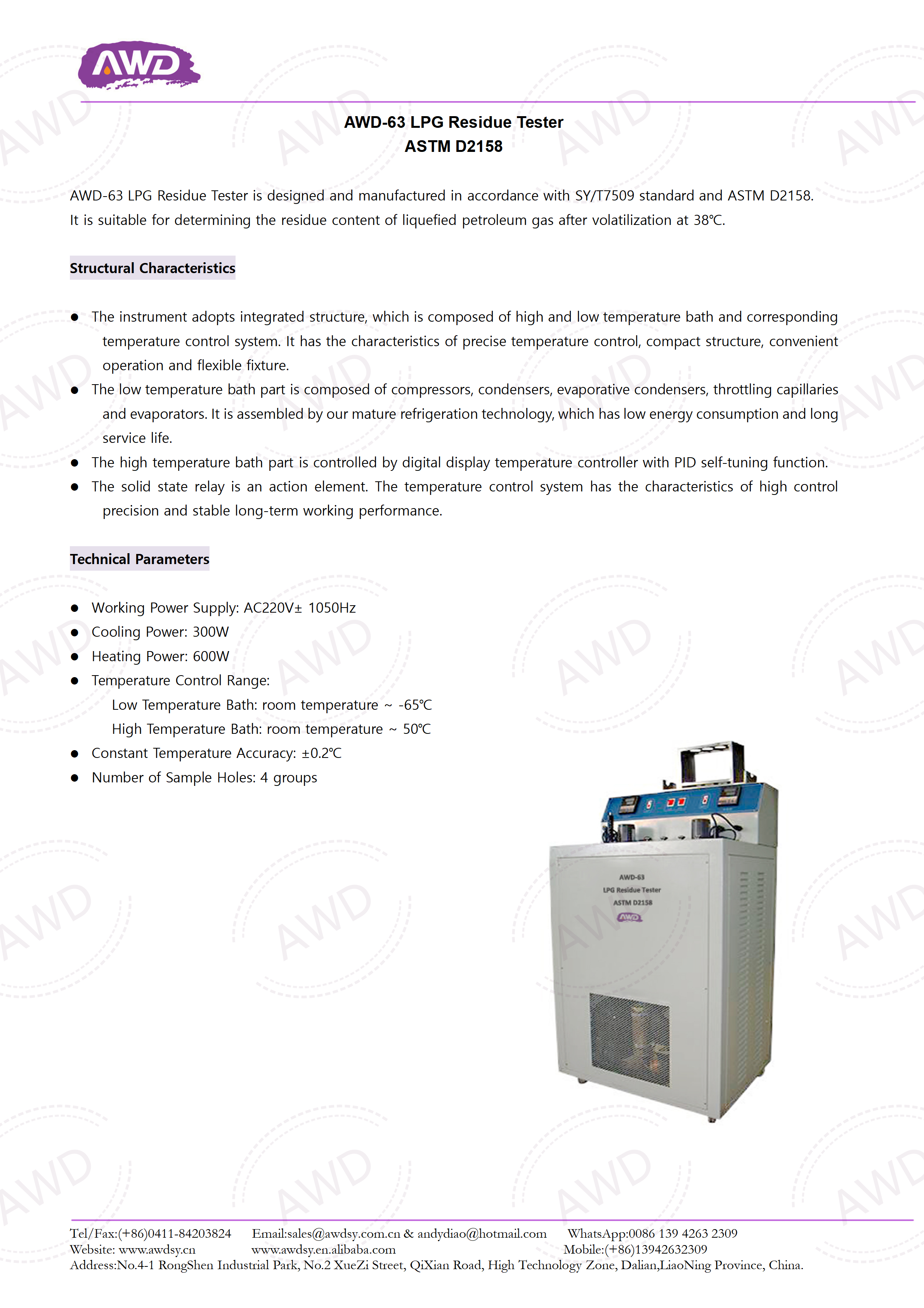 AWD-63 LPG Residue Tester ASTM D2158