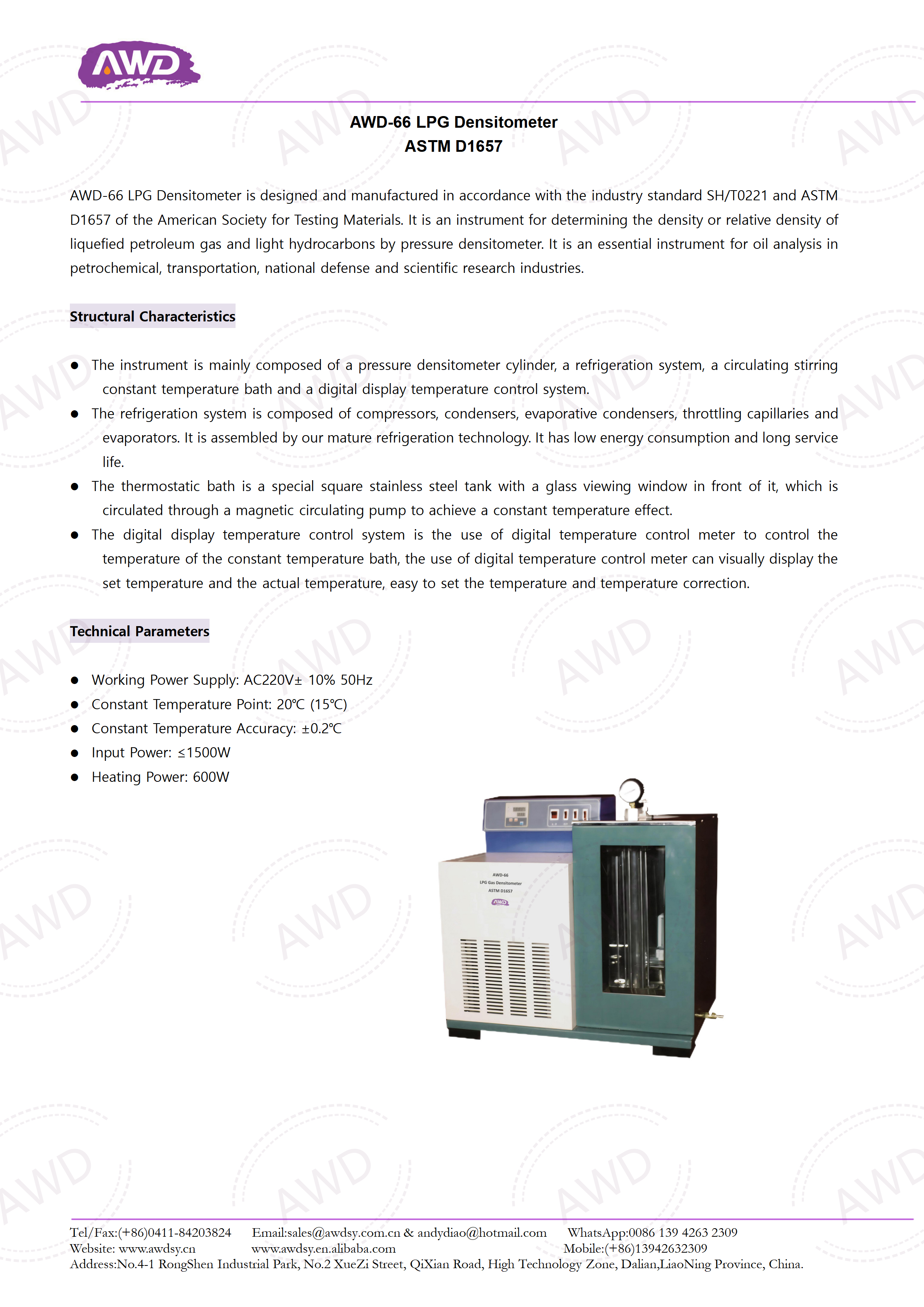 AWD-66 LPG Densitometer ASTM D1657