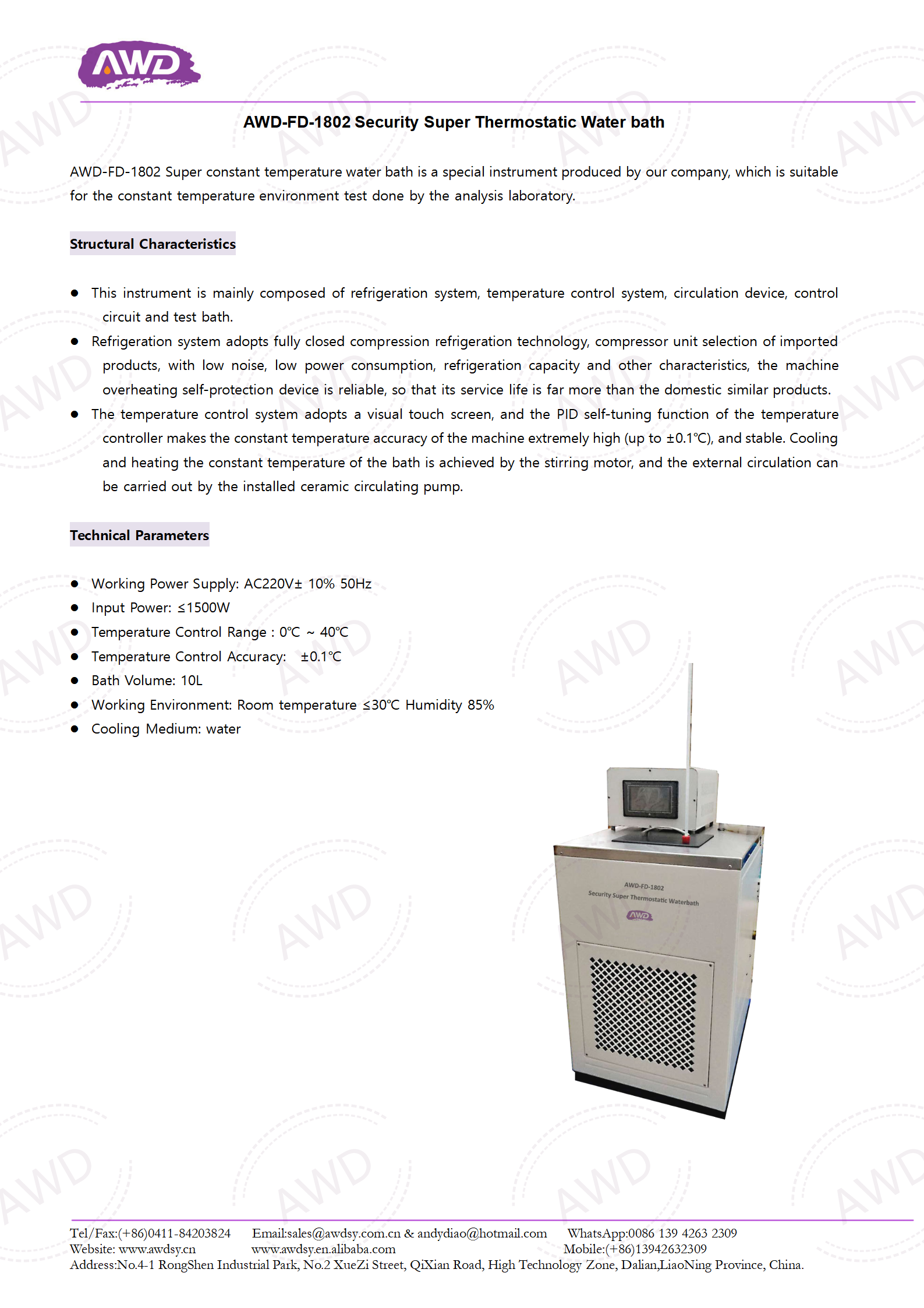 AWD-FD-1802 Security Super Thermostatic Water bath