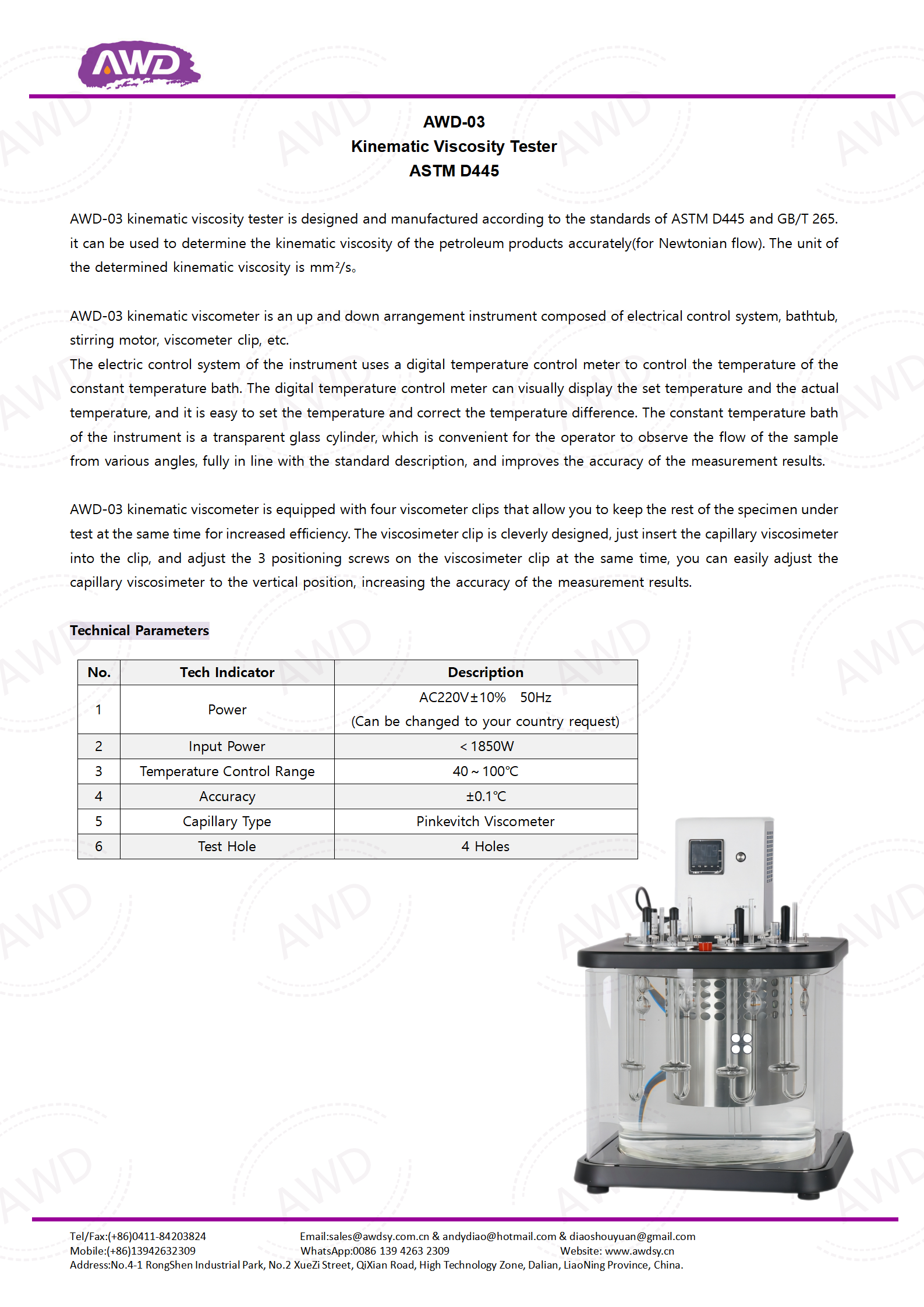 AWD-03 Kinematic Viscosity Tester ASTM D445
