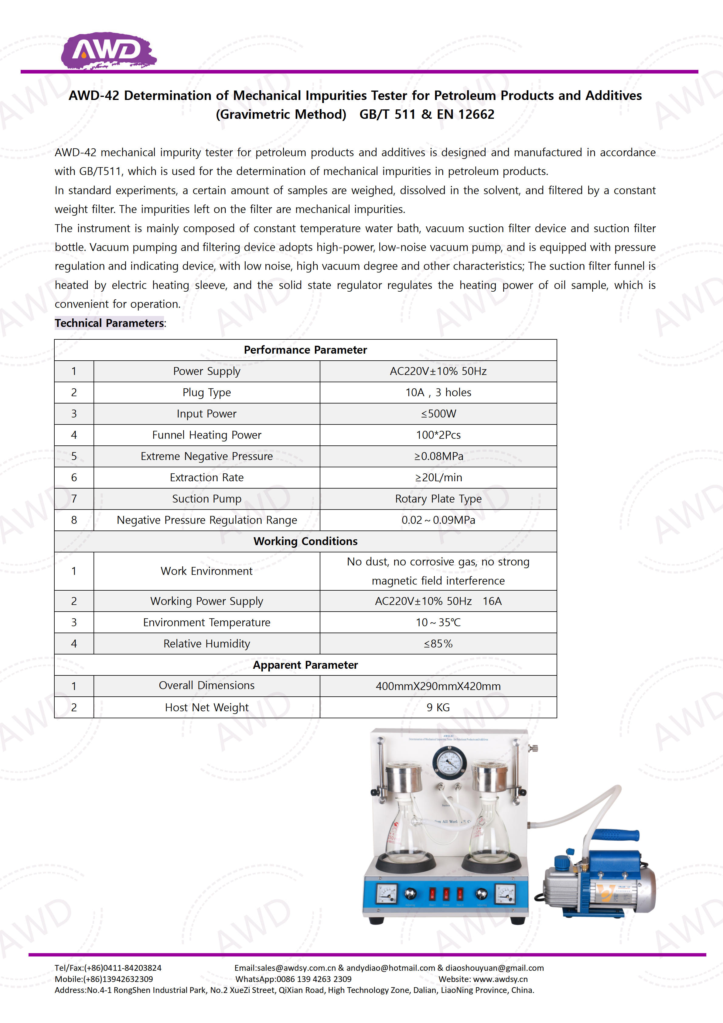AWD-42 Determination of Mechanical Impurities Tester for Petroleum Products and Additives (Gravimetric Method)