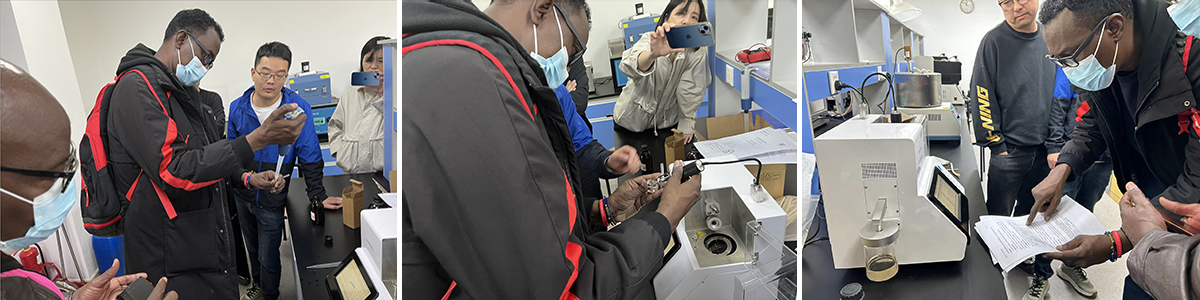 On April-22-2024 Kenya customers were visited our factory to check the instrument of AWD-7345 Micro Distillation Tester.